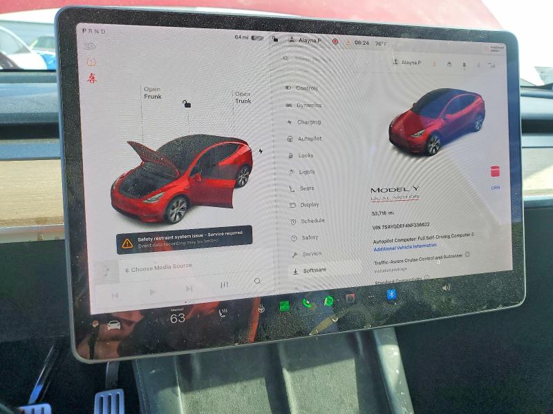 61781496 :رقم المزاد ، 7SAYGDEF4NF336622 vin ، 2022 Tesla Model Y مزاد بيع
