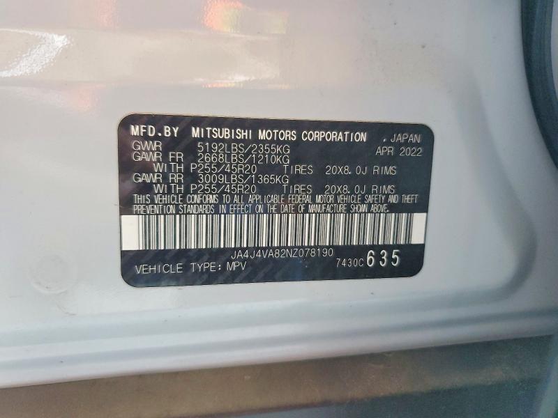 Aukcja sprzedaży 2022 Mitsubishi Outlander, vin: JA4J4VA82NZ078190, numer aukcji: 61322936