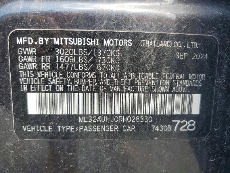 63225836 :رقم المزاد ، ML32AUHJ0RH028330 vin ، 2024 Mitsubishi Mirage مزاد بيع