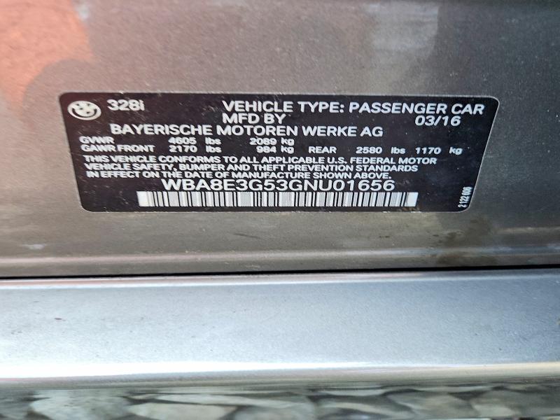 Продаж на аукціоні авто 2016 Bmw 328, vin: WBA8E3G53GNU01656, номер лоту: 60210846