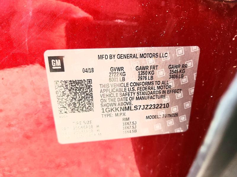 2018 Gmc Acadia მანქანა იყიდება აუქციონზე, vin: 1GKKNMLS7JZ232210, აუქციონის ნომერი: 61714666