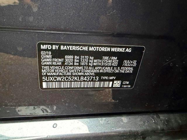 Продаж на аукціоні авто 2019 Bmw X7, vin: 5UXCW2C52KLB43713, номер лоту: 63435056