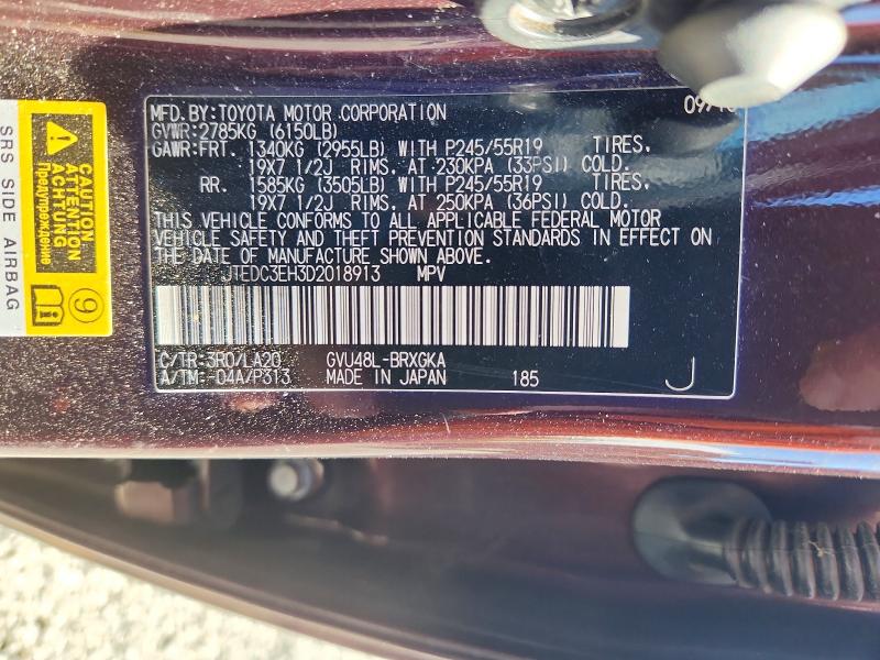 Aukcja sprzedaży 2013 Toyota Highlander, vin: JTEDC3EH3D2018913, numer aukcji: 61146466