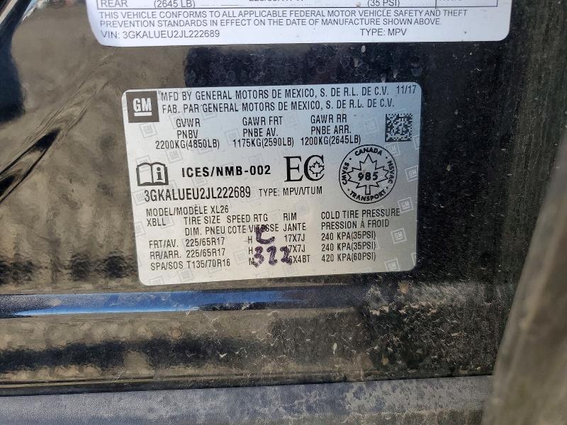 60459596 :رقم المزاد ، 3GKALUEU2JL222689 vin ، 2018 Gmc Terrain مزاد بيع
