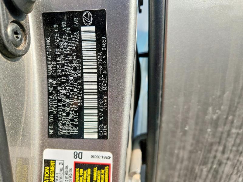 2020 Lexus Es მანქანა იყიდება აუქციონზე, vin: 58AEZ1B13LU065613, აუქციონის ნომერი: 61771436