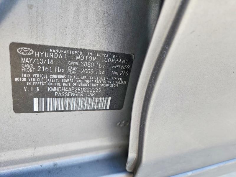 62277466 :رقم المزاد ، KMHDH4AE2FU222239 vin ، 2015 Hyundai Elantra مزاد بيع