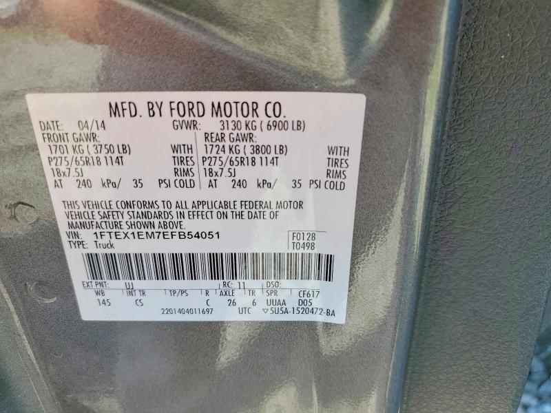 Auction sale of the 2014 Ford F150, vin: 1FTEX1EM7EFB54051, lot number: 60843236