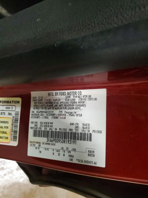 Aukcja sprzedaży 2013 Ford Fusion, vin: 3FA6P0D95DR193191, numer aukcji: 61707096