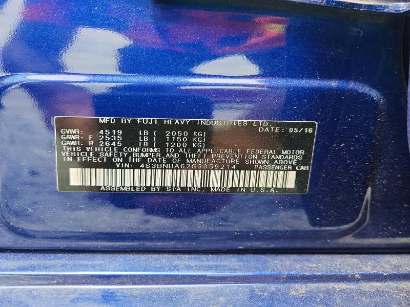 Aukcja sprzedaży 2016 Subaru Legacy, vin: 4S3BNBA62G3059214, numer aukcji: 62051486