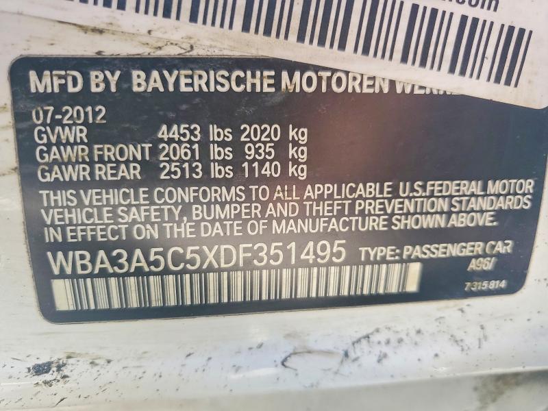 Aukcja sprzedaży 2013 Bmw 328, vin: WBA3A5C5XDF351495, numer aukcji: 62037746