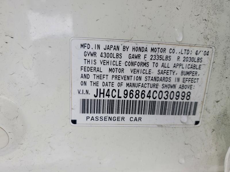 59330766 :رقم المزاد ، JH4CL96864C030998 vin ، 2004 Acura Tsx مزاد بيع