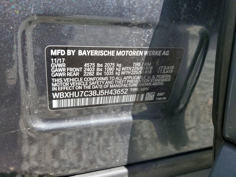 Aukcja sprzedaży 2018 Bmw X1, vin: WBXHU7C38J5H43652, numer aukcji: 59917356