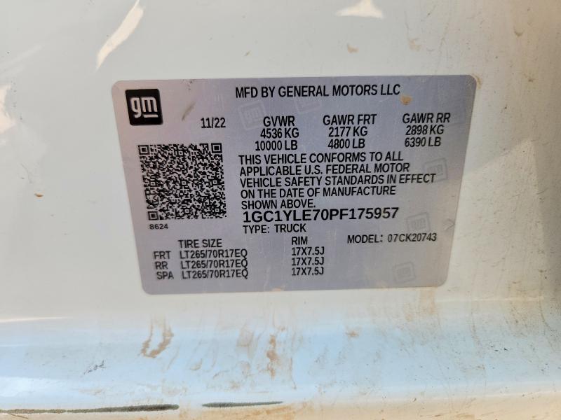 Продажа на аукционе авто 2023 Chevrolet Silverado, vin: 1GC1YLE70PF175957, номер лота: 59191516