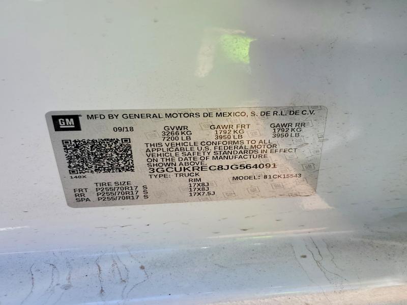 61789636 :رقم المزاد ، 3GCUKREC8JG564091 vin ، 2018 Chevrolet Silverado K1500 Lt مزاد بيع