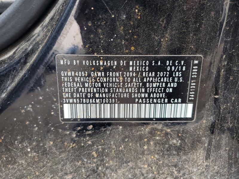 Aukcja sprzedaży 2019 Volkswagen Jetta, vin: 3VWN57BU6KM100391, numer aukcji: 60132356