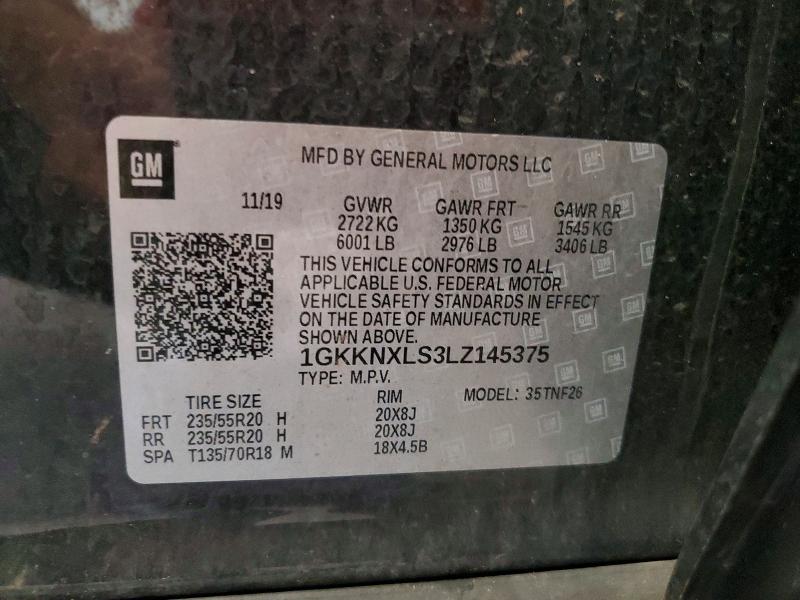 85990925 :رقم المزاد ، 1GKKNXLS3LZ145375 vin ، 2020 Gmc Acadia مزاد بيع