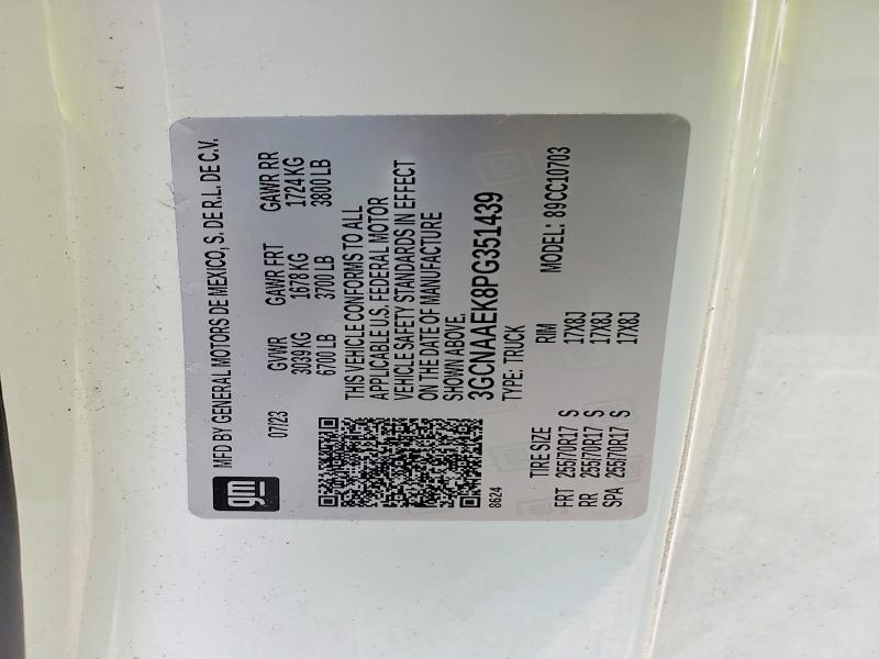 Продаж на аукціоні авто 2023 Chevrolet Silverado, vin: 3GCNAAEK8PG351439, номер лоту: 59654266