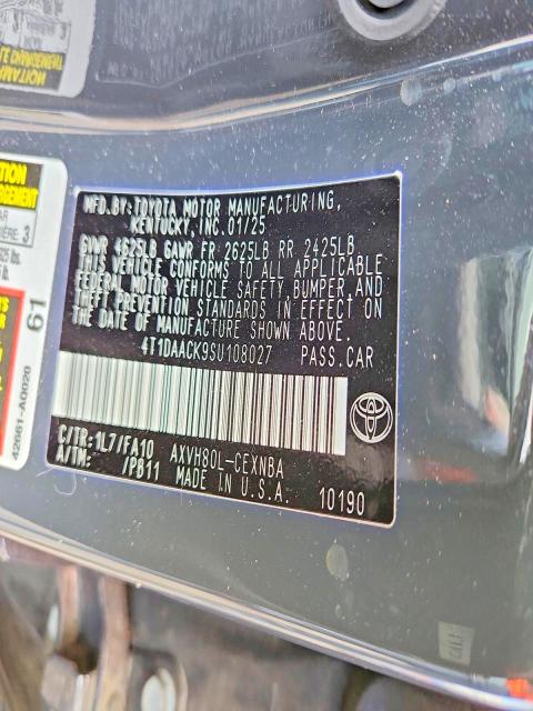 Продажа на аукционе авто 2025 Toyota Camry, vin: 4T1DAACK9SU108027, номер лота: 59963006