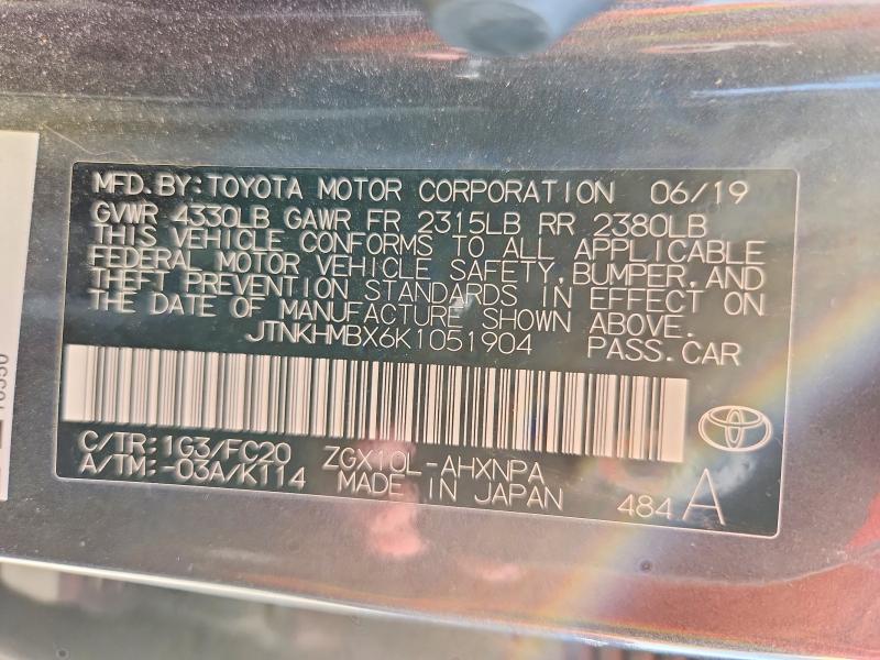 2019 Toyota C-hr მანქანა იყიდება აუქციონზე, vin: JTNKHMBX6K1051904, აუქციონის ნომერი: 59140976
