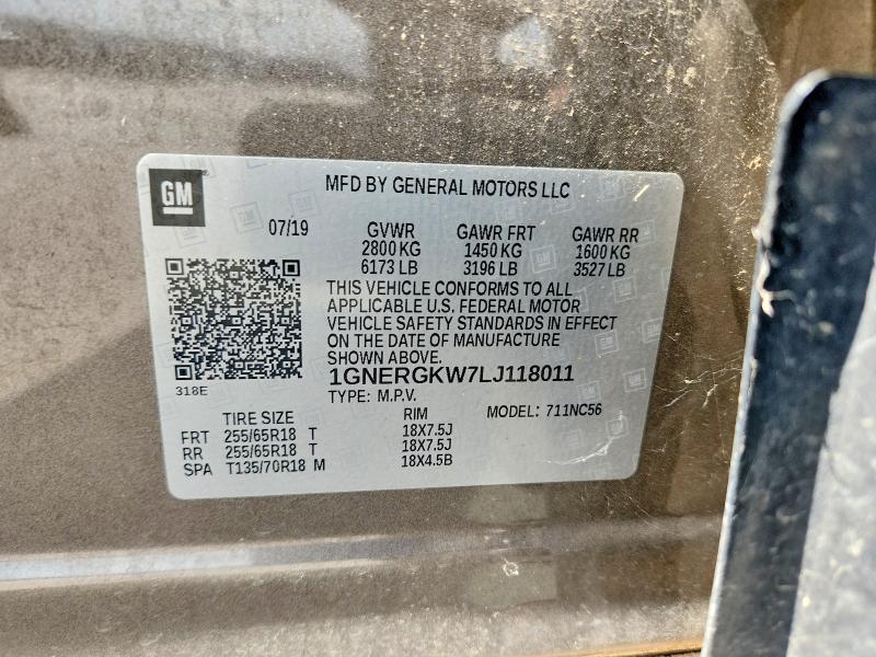 Aukcja sprzedaży 2020 Chevrolet Traverse, vin: 1GNERGKW7LJ118011, numer aukcji: 61356236