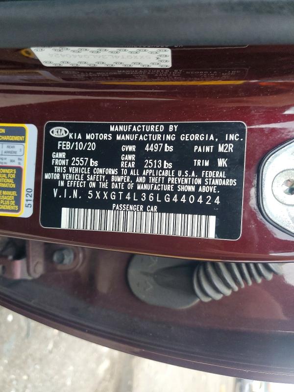 2020 Kia Optima მანქანა იყიდება აუქციონზე, vin: 5XXGT4L36LG440424, აუქციონის ნომერი: 61790996