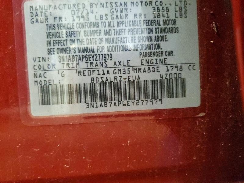 Продаж на аукціоні авто 2014 Nissan Sentra, vin: 3N1AB7AP6EY277979, номер лоту: 59174806