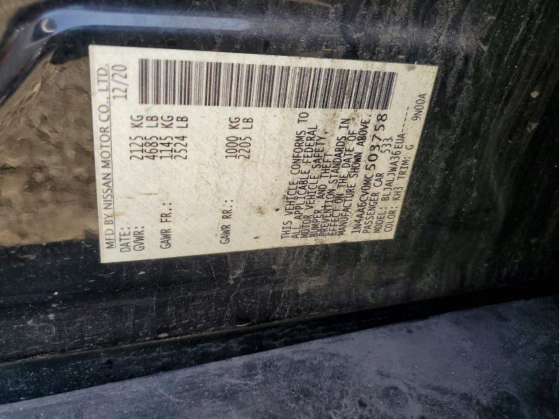59574506 :رقم المزاد ، 1N4AA6CV0MC503758 vin ، 2021 Nissan Maxima مزاد بيع