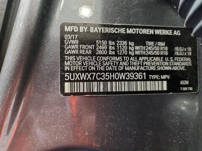 Aukcja sprzedaży 2017 Bmw X3, vin: 5UXWX7C35H0W39361, numer aukcji: 60602526