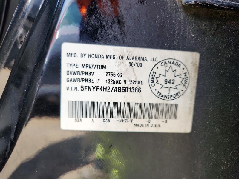 Продажа на аукционе авто 2010 Honda Pilot 4d 4wd, vin: 5FNYF4H27AB501386, номер лота: 59341306