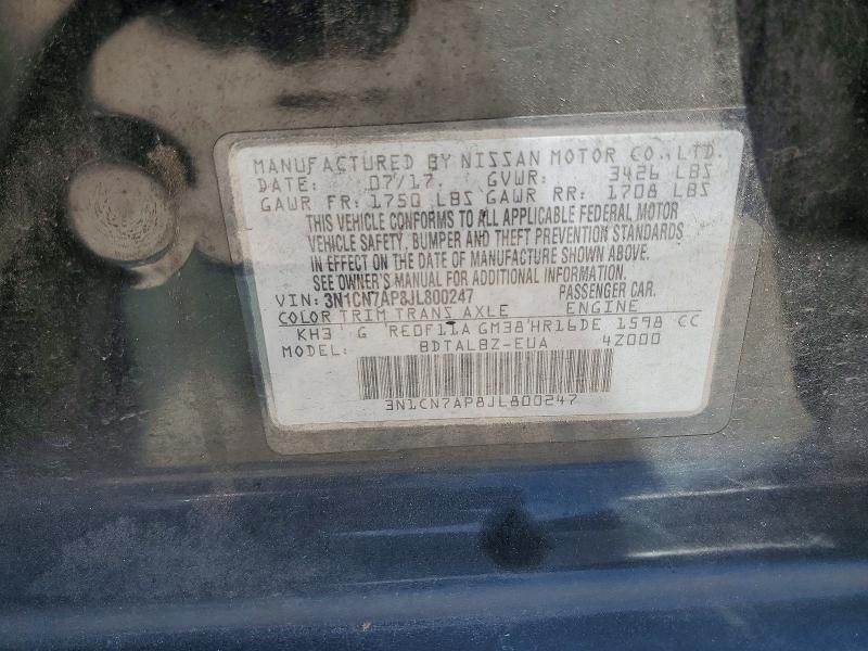 Aukcja sprzedaży 2018 Nissan Versa, vin: 3N1CN7AP8JL800247, numer aukcji: 62722926