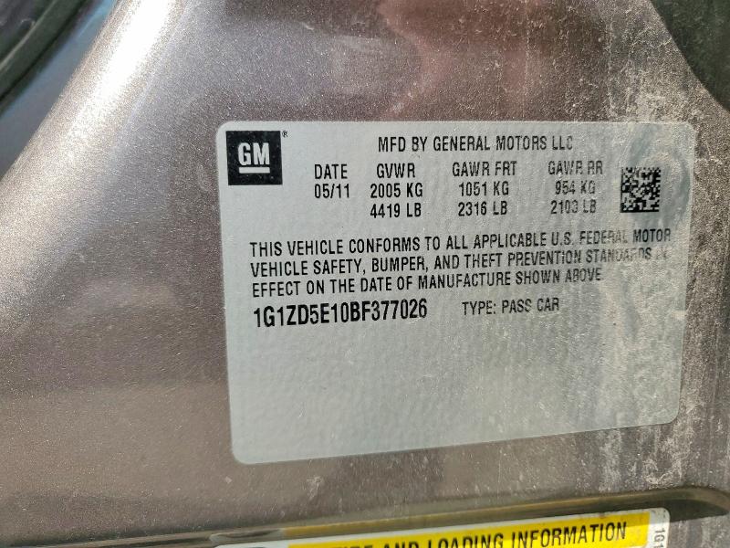 2011 Chevrolet Malibu მანქანა იყიდება აუქციონზე, vin: 1G1ZD5E10BF377026, აუქციონის ნომერი: 62355196
