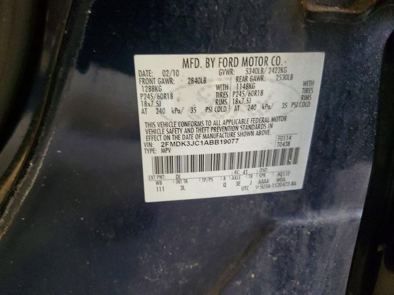 Aukcja sprzedaży 2010 Ford Edge, vin: 2FMDK3JC1ABB19077, numer aukcji: 61985716