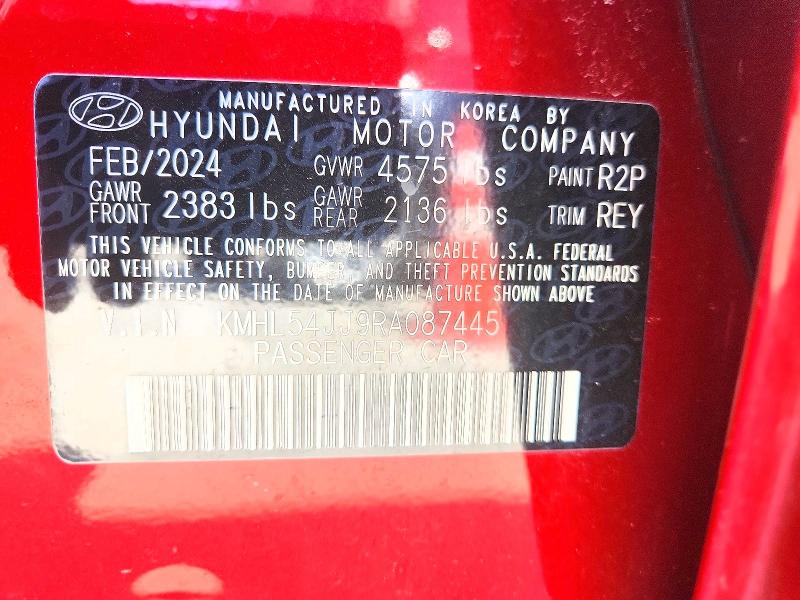 59612756 :رقم المزاد ، KMHL54JJ9RA087445 vin ، 2024 Hyundai Sonata Hybrid مزاد بيع