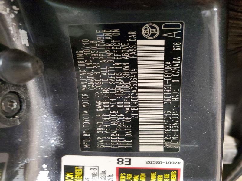 61175106 :رقم المزاد ، 2T1BU4EE2AC506414 vin ، 2010 Toyota Corolla مزاد بيع
