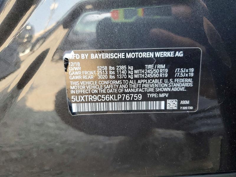 2019 Bmw X3 მანქანა იყიდება აუქციონზე, vin: 5UXTR9C56KLP76759, აუქციონის ნომერი: 62156426