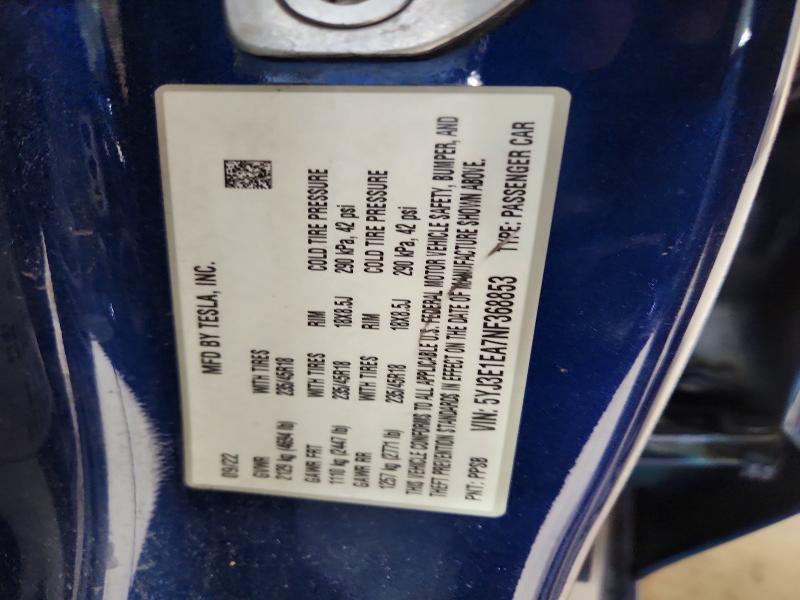 Продаж на аукціоні авто 2022 Tesla Model 3, vin: 5YJ3E1EA7NF368853, номер лоту: 59747496