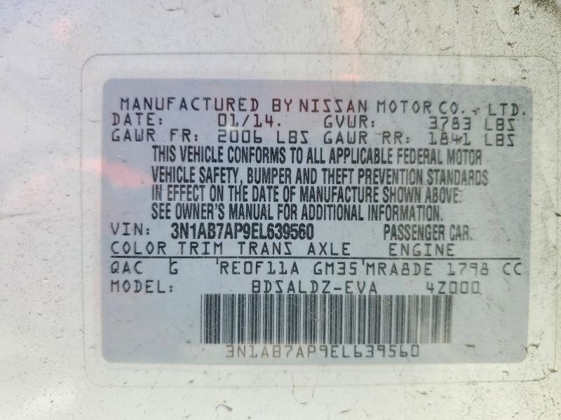 Aukcja sprzedaży 2014 Nissan Sentra, vin: 3N1AB7AP9EL639560, numer aukcji: 59316466