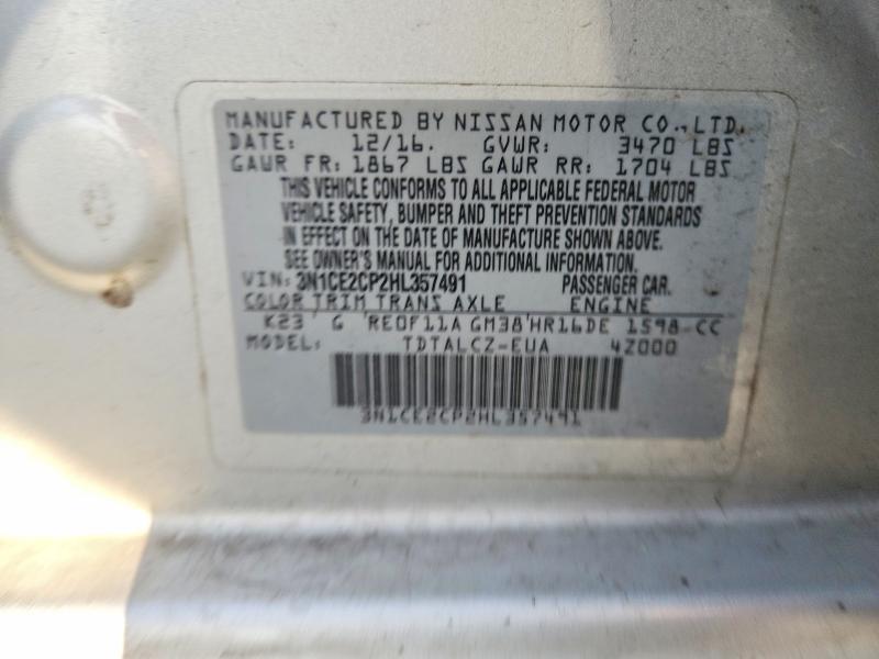 63027706 :رقم المزاد ، 3N1CE2CP2HL357491 vin ، 2017 Nissan Versa Note مزاد بيع