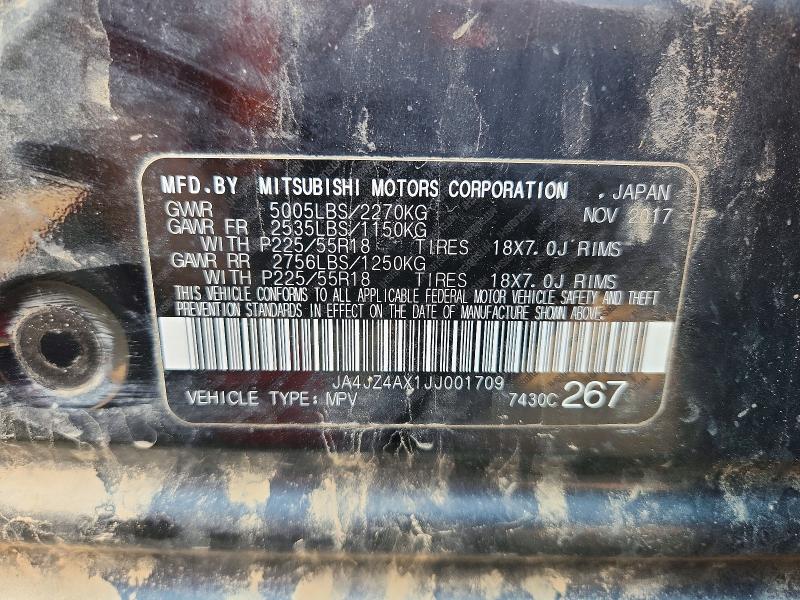 60040746 :رقم المزاد ، JA4JZ4AX1JJ001709 vin ، 2018 Mitsubishi Outlander مزاد بيع