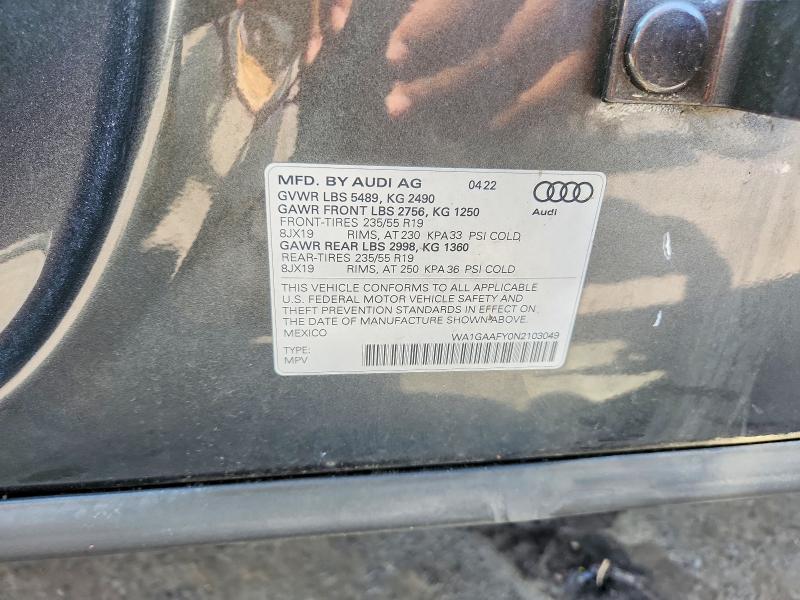 Продаж на аукціоні авто 2022 Audi Q5, vin: WA1GAAFY0N2103049, номер лоту: 61941786