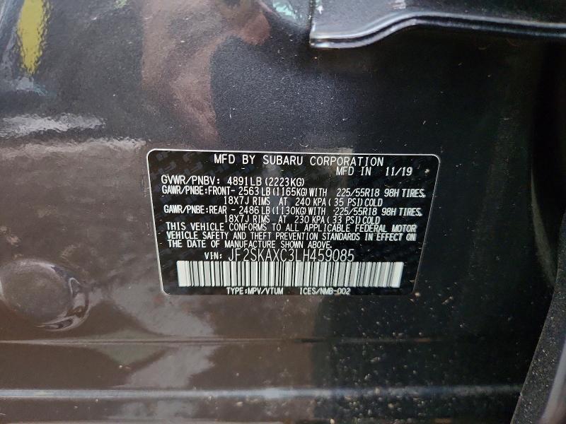 2020 Subaru Forester მანქანა იყიდება აუქციონზე, vin: JF2SKAXC3LH459085, აუქციონის ნომერი: 62156286