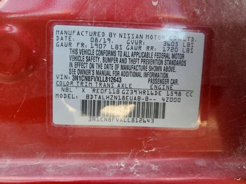 Продажа на аукционе авто 2020 Nissan Versa, vin: 3N1CN8FVXLL812643, номер лота: 61376676