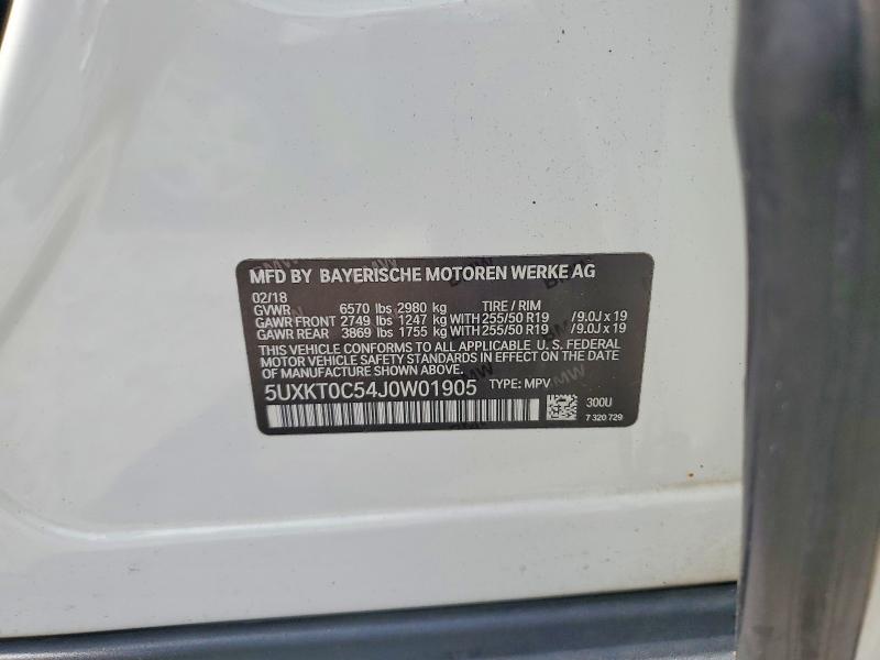 58614406 :رقم المزاد ، 5UXKT0C54J0W01905 vin ، 2018 Bmw X5 مزاد بيع