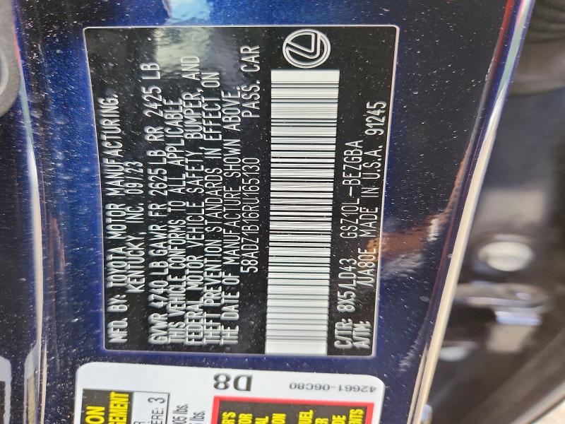 62504806 :رقم المزاد ، 58ADZ1B16RU165130 vin ، 2024 Lexus Es 350 مزاد بيع