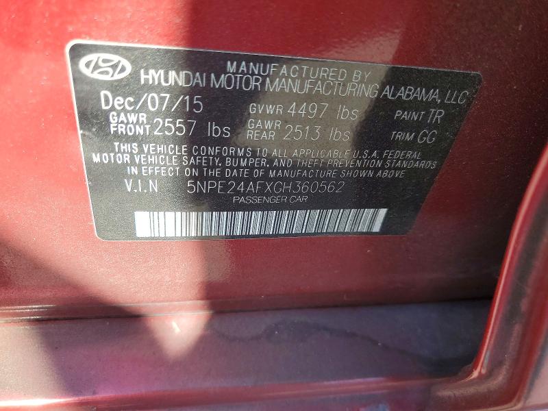 Продаж на аукціоні авто 2016 Hyundai Sonata, vin: 5NPE24AFXGH360562, номер лоту: 63609196
