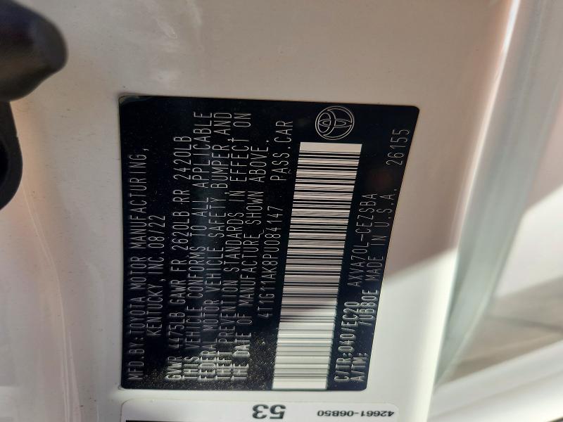 2023 Toyota Camry მანქანა იყიდება აუქციონზე, vin: 4T1G11AK8PU084147, აუქციონის ნომერი: 59978636