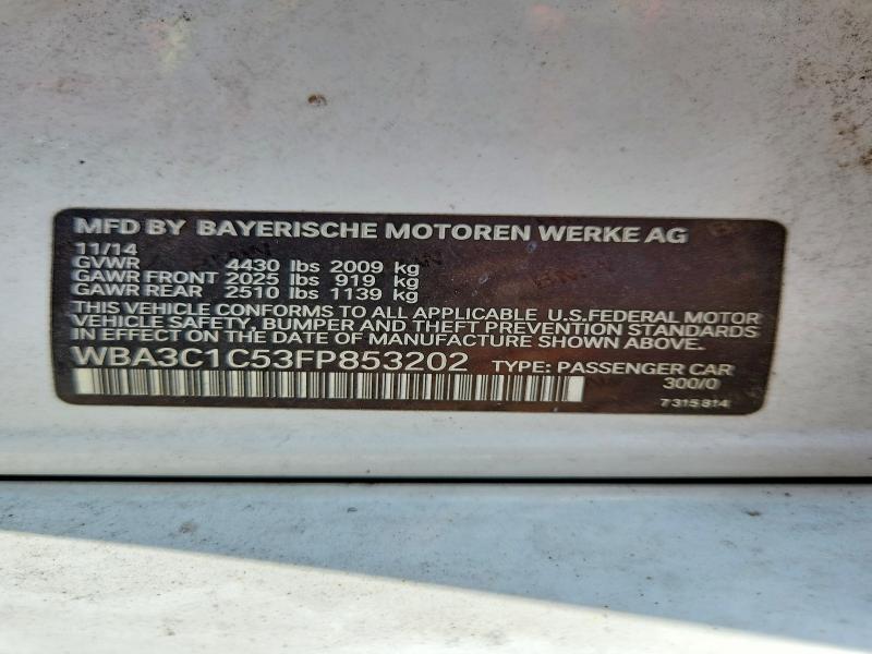 61720626 :رقم المزاد ، WBA3C1C53FP853202 vin ، 2015 Bmw 328 مزاد بيع