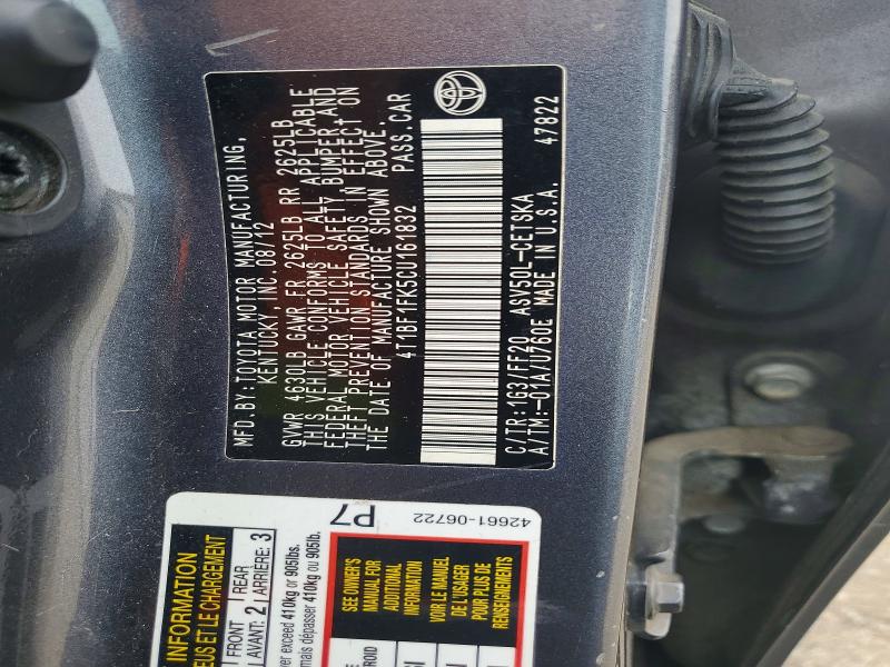 Продаж на аукціоні авто 2012 Toyota Camry, vin: 4T1BF1FK5CU161832, номер лоту: 62448886