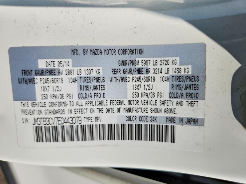 62512776 :رقم المزاد ، JM3TB3CV7E0443079 vin ، 2014 Mazda Cx-9 مزاد بيع
