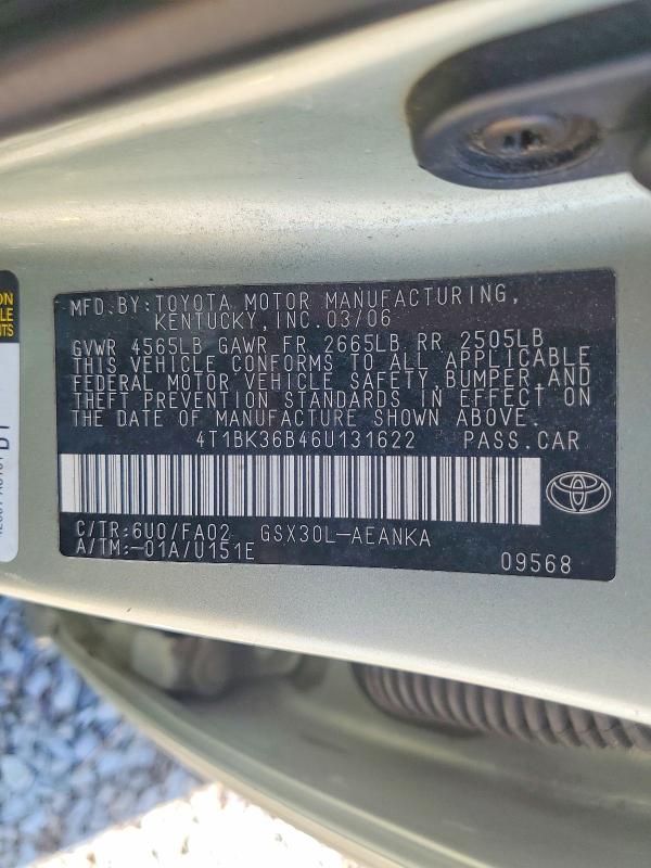 Aukcja sprzedaży 2006 Toyota Avalon, vin: 4T1BK36B46U131622, numer aukcji: 62436066
